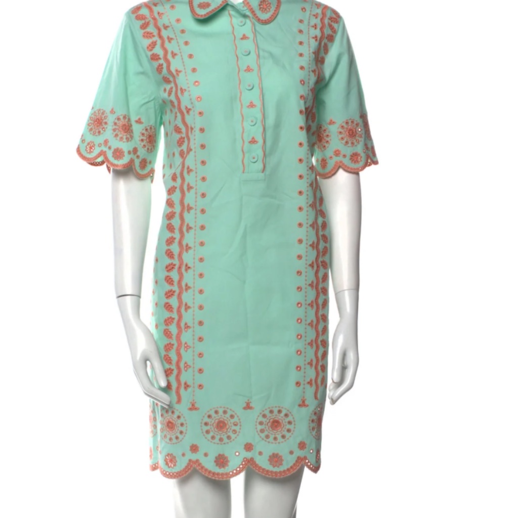 Saloni Dree B Shirt Dress In Bleach Aqua, Us Size 4, Uk Size 8